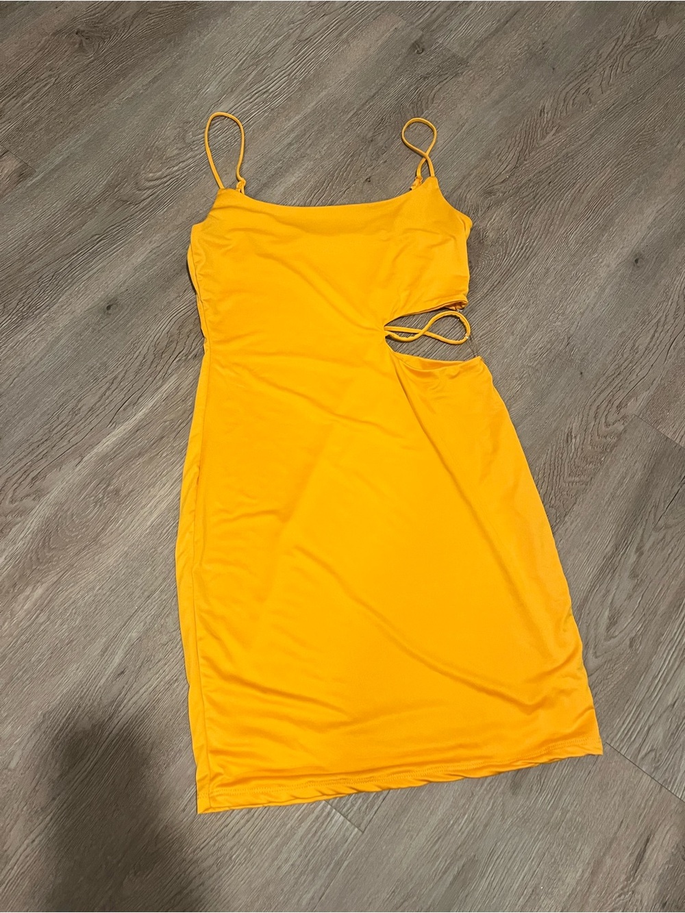 Heart Hips Bright Yellow Spaghetti-Strap Cutout Mini Dress